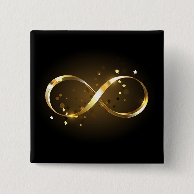 Bóton Quadrado 5.08cm Símbolo Infinity do ouro (Frente)