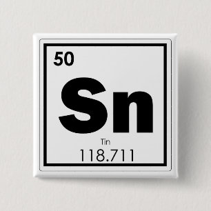 Bóton Quadrado 5.08cm Símbolo químico de estanho geek de fórmula química
