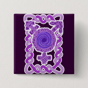 Bóton Quadrado 5.08cm Símbolo roxo do Transgender de Knotwork do célti