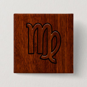 Bóton Quadrado 5.08cm Símbolo Virgo Zodiac no Estilo de Mahogany