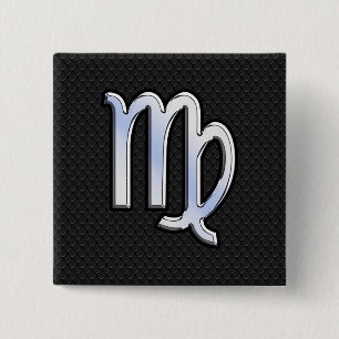 Bóton Quadrado 5.08cm Símbolo Zodiac Silver Chrome Virgo