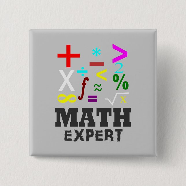 Bóton Quadrado 5.08cm Símbolos da matemática (Frente)