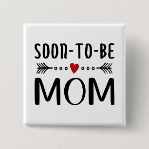 Bóton Quadrado 5.08cm Simples Dia de as mães de mamãe em breve  Botão