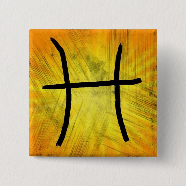 Bóton Quadrado 5.08cm Sinal de Astrologia de peixes (Frente)