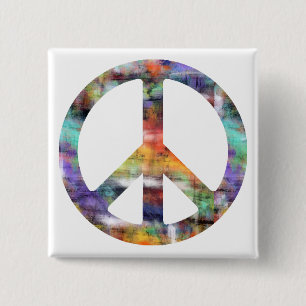 Bóton Quadrado 5.08cm Sinal de paz artístico