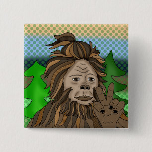Bóton Quadrado 5.08cm Sinal de Paz Bigfoot Sasquatch