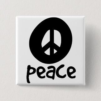 Bóton Quadrado 5.08cm Sinal de paz preto simples