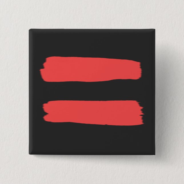 Bóton Quadrado 5.08cm Sinal igual com pintura vermelha (Frente)