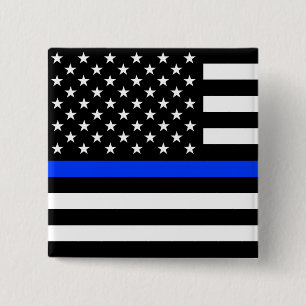 Bóton Quadrado 5.08cm Sinalizador da Polícia de Linha Azul-Fino