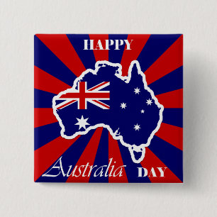 Bóton Quadrado 5.08cm Sinalizador de Mapa Australiano Feliz Dia da Austr