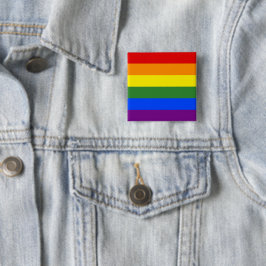 Bóton Quadrado 5.08cm Sinalizador do Orgulho Arco-Íris LGBT