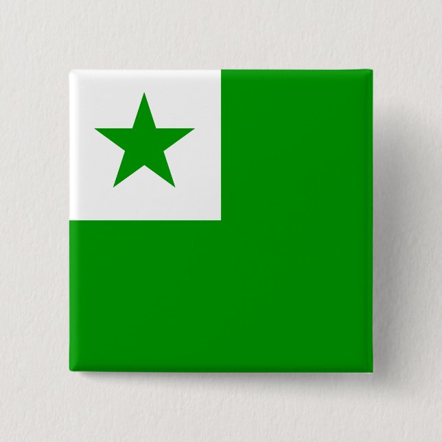 Bóton Quadrado 5.08cm Sinalizador Esperanto (Frente)
