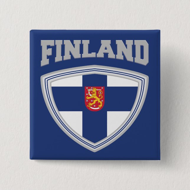 Bóton Quadrado 5.08cm Sinalizador Finlandês Shield & Emblem (Frente)