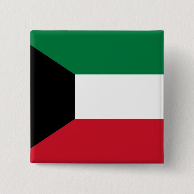 Bóton Quadrado 5.08cm Sinalizador Kuwait (Frente)