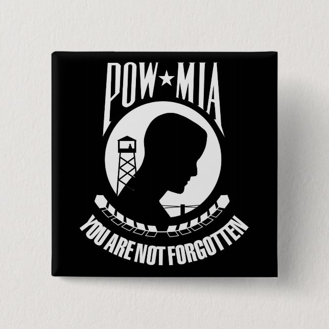 Bóton Quadrado 5.08cm Sinalizador POW-MIA (Frente)