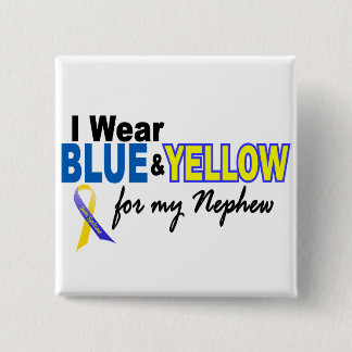 Bóton Quadrado 5.08cm Síndrome de Down eu visto azul & amarelo para meu