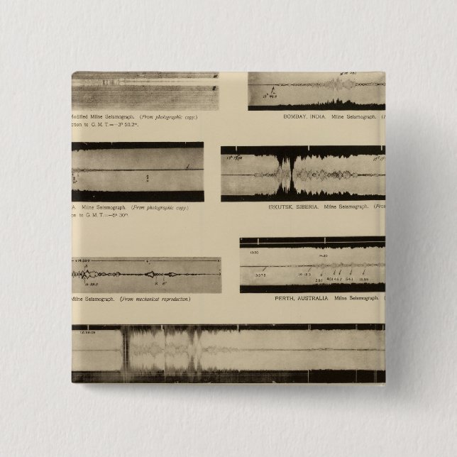 Bóton Quadrado 5.08cm Sismogramas da Califórnia 2 (Frente)