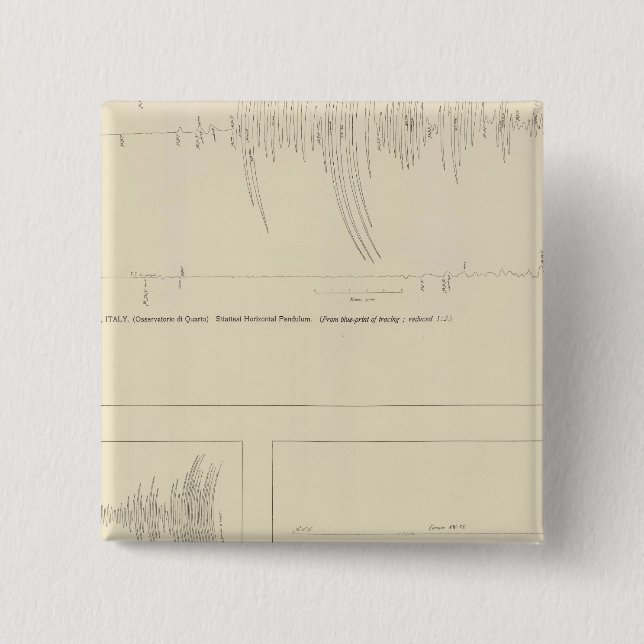 Bóton Quadrado 5.08cm Sismogramas da Califórnia 6 (Frente)