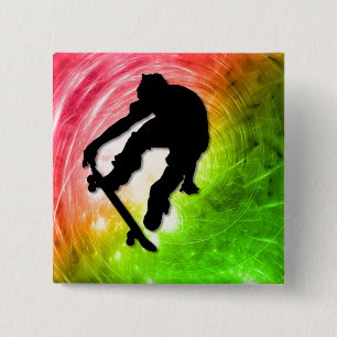 Bóton Quadrado 5.08cm Skateboarding em um ciclone psicadélico