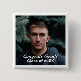 Bóton Quadrado 5.08cm Skaymarts | Parabéns Pinback Personalizado de Foto