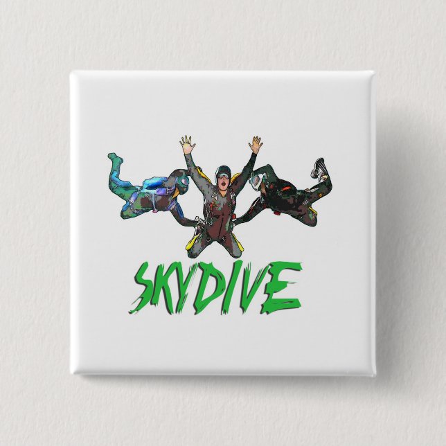 Bóton Quadrado 5.08cm Skydive - texto verde (Frente)
