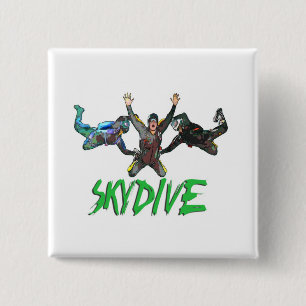 Bóton Quadrado 5.08cm Skydive - texto verde