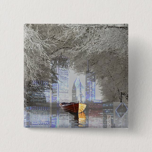 Bóton Quadrado 5.08cm Skyline (Frente)