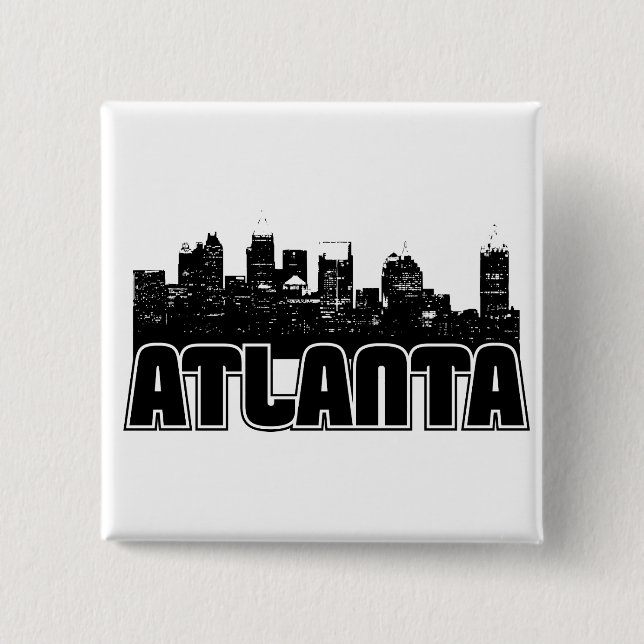 Bóton Quadrado 5.08cm Skyline de Atlanta (Frente)