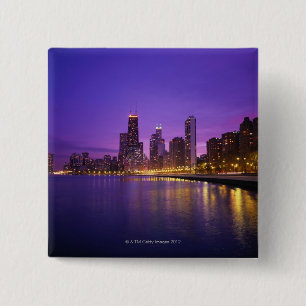 Bóton Quadrado 5.08cm Skyline de Chicago
