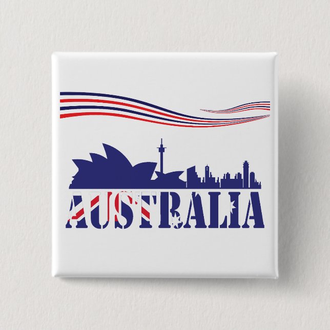 Bóton Quadrado 5.08cm Skyscaape Austrália (Frente)