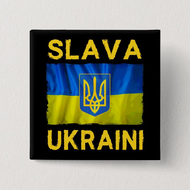 Bóton Quadrado 5.08cm Slava Ucri slava ukraina (Frente)