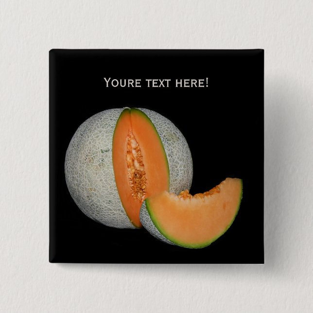 Bóton Quadrado 5.08cm Sliced Cantaloupe Melon (Frente)