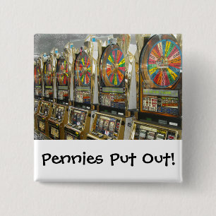 Bóton Quadrado 5.08cm Slots/ Pennies de Las Vegas Colocados