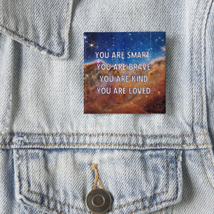 Bóton Quadrado 5.08cm Smart Brave Kind Adorava Chaveiro personalizável