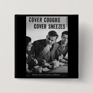Bóton Quadrado 5.08cm Sneezes do cobrir das tosses do cobrir