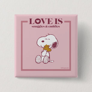 Bóton Quadrado 5.08cm Snoopy & Woodstock - O amor é Snuggles e Cuddles
