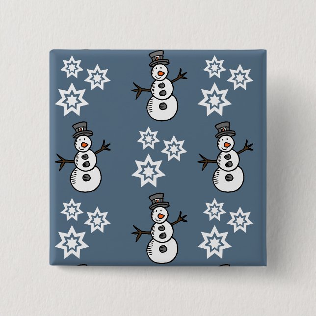 Bóton Quadrado 5.08cm Snowman (Frente)