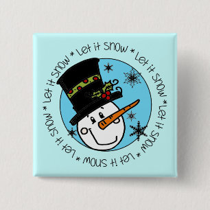 Bóton Quadrado 5.08cm Snowman Deixe-o nevar