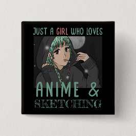 Bóton Quadrado 5.08cm Só uma garota que ama animação e esboço