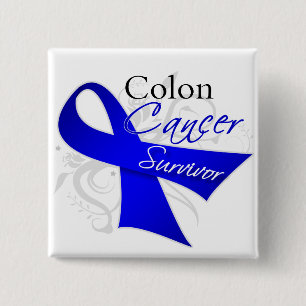 Bóton Quadrado 5.08cm Sobrevivente - cancro do cólon