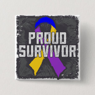 Bóton Quadrado 5.08cm Sobrevivente orgulhoso do cancer de bexiga