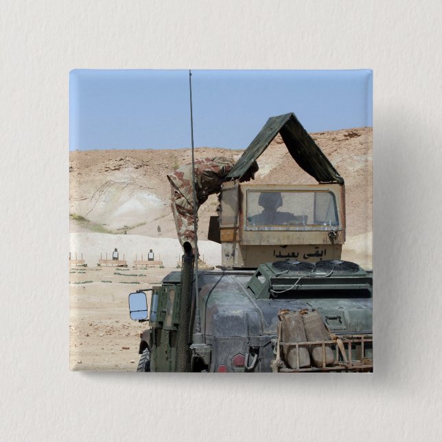 Bóton Quadrado 5.08cm Soldado instrui soldado iraquiano (Frente)