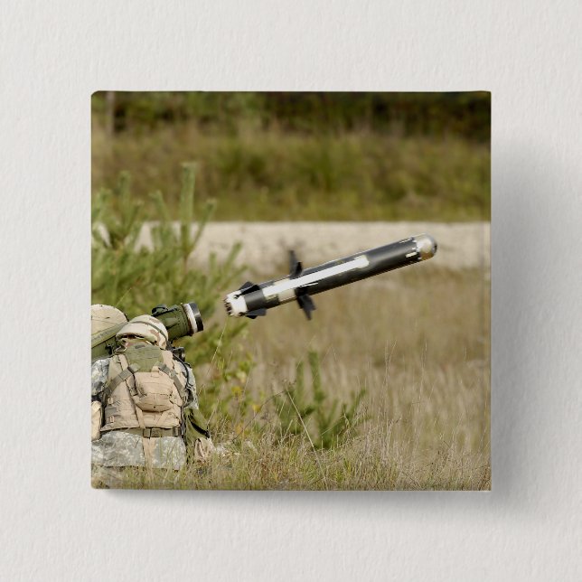 Bóton Quadrado 5.08cm soldados disparando um Javelin MGF-148 (Frente)