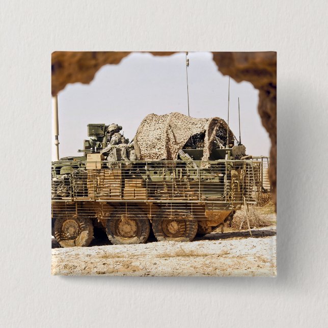 Bóton Quadrado 5.08cm Soldados dos EUA conduzem patrulha de combate no A (Frente)