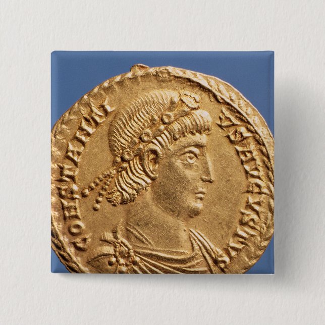 Bóton Quadrado 5.08cm Solidus de Constantinius II (Frente)