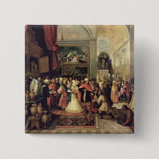 Bóton Quadrado 5.08cm Solomon no Tesouraria do templo, 1633 (Frente)