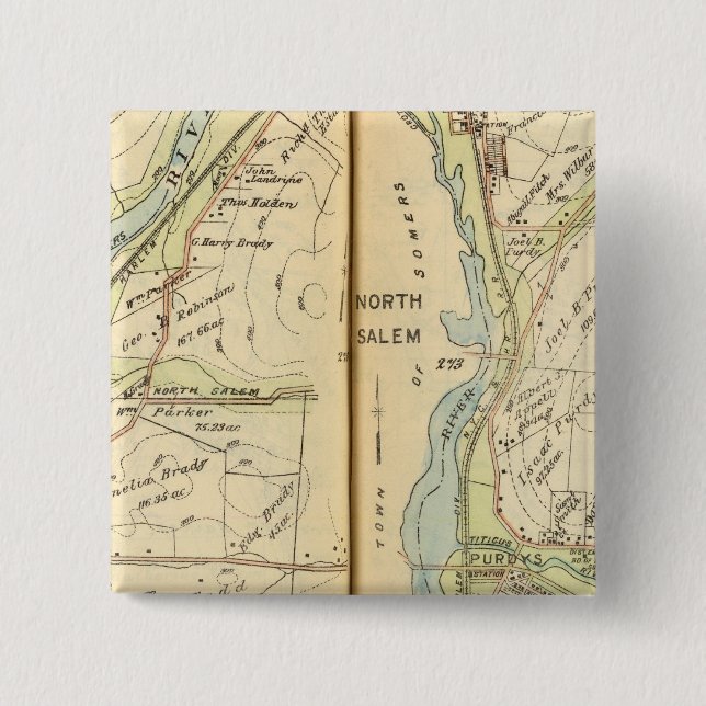 Bóton Quadrado 5.08cm Somers, Nova York 2 (Frente)