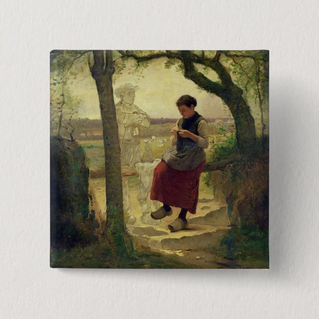 Bóton Quadrado 5.08cm Sonhando de seu Amor, 1901 (Frente)