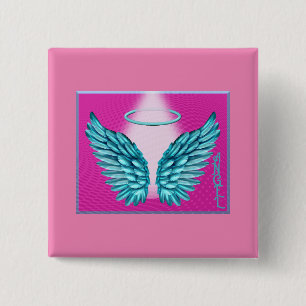 Bóton Quadrado 5.08cm "Sonho como Angelic Wings e Halo"