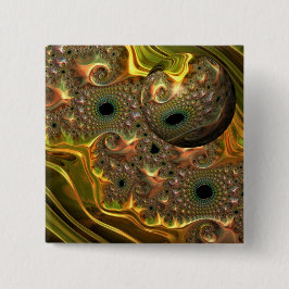 Bóton Quadrado 5.08cm Sonho Fractal Ouro Líquido
